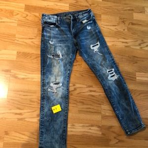 American Eagle acid washed distressed jeans